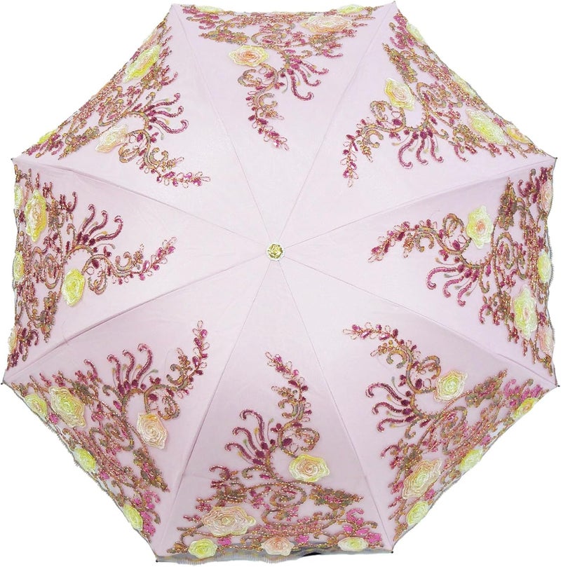 Aikelai Vintage Lace Umbrella, UPF50+ Sun Umbrella, 3D Flower Chinese Embroidery Compact Folding Umbrella for Walking, Wedding, Tea Party,Photo Shooting - Image 4